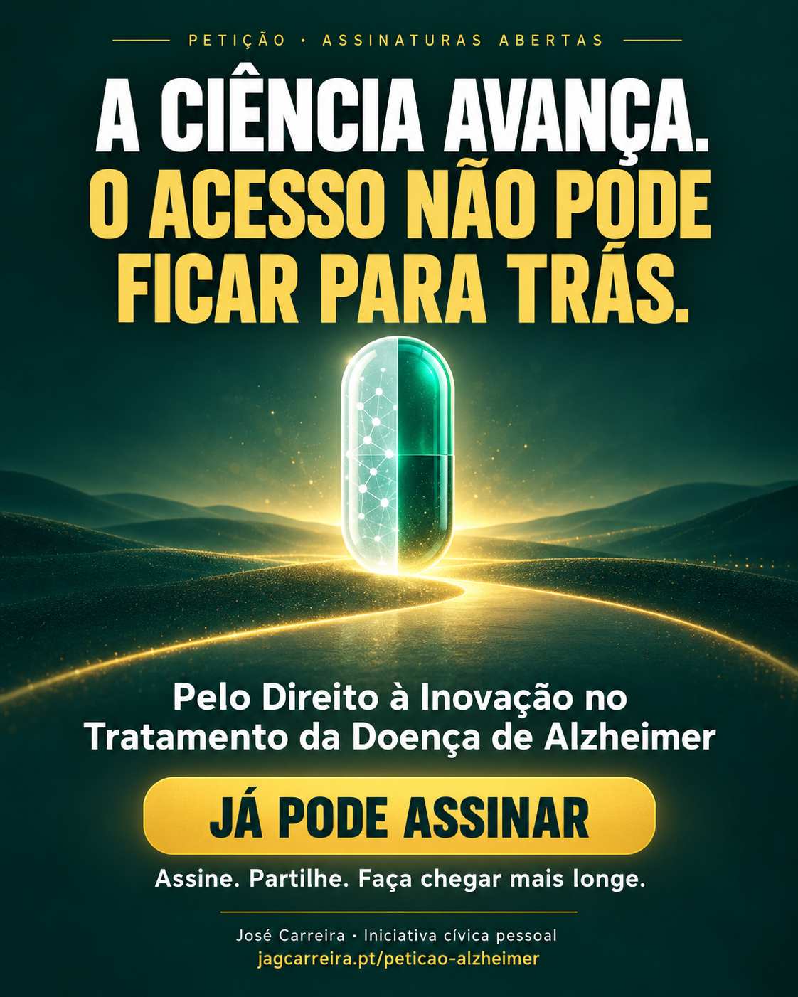 A ciência avança. O acesso não pode ficar para trás. Já pode assinar a petição pelo direito à inovação no tratamento da doença de Alzheimer.